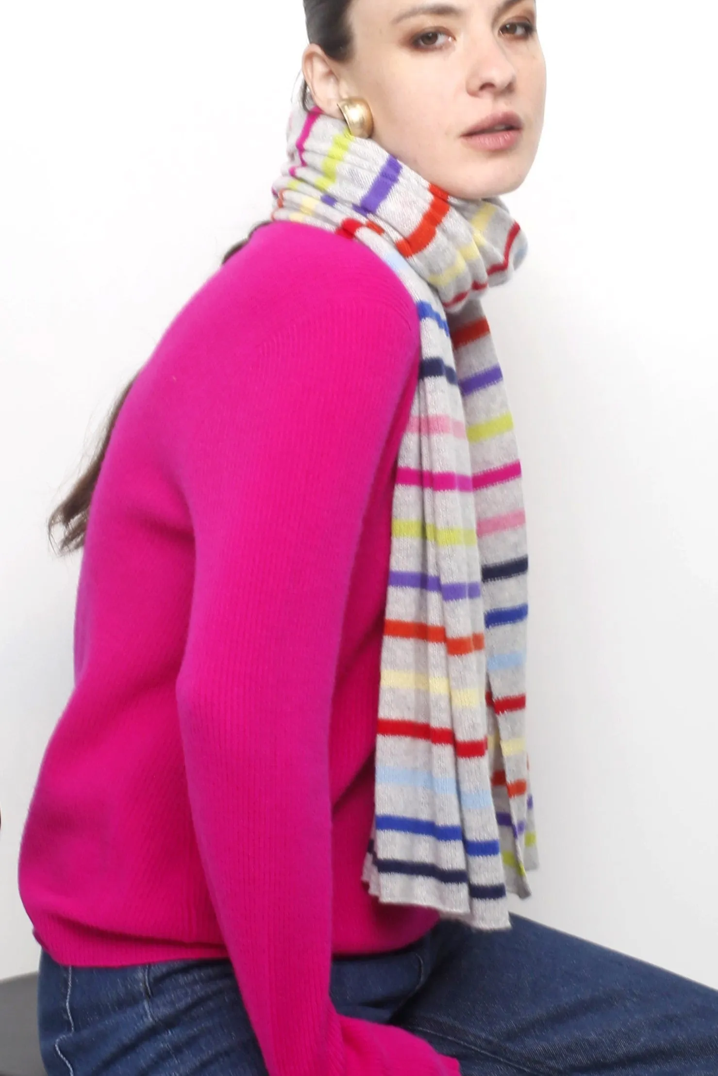 100% Cashmere Striped Scarf