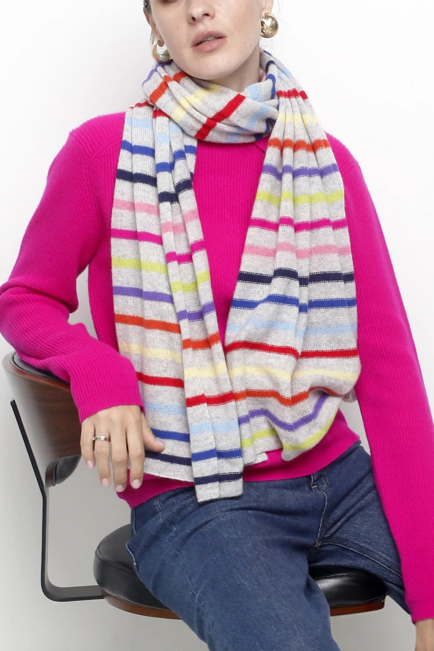 100% Cashmere Striped Scarf