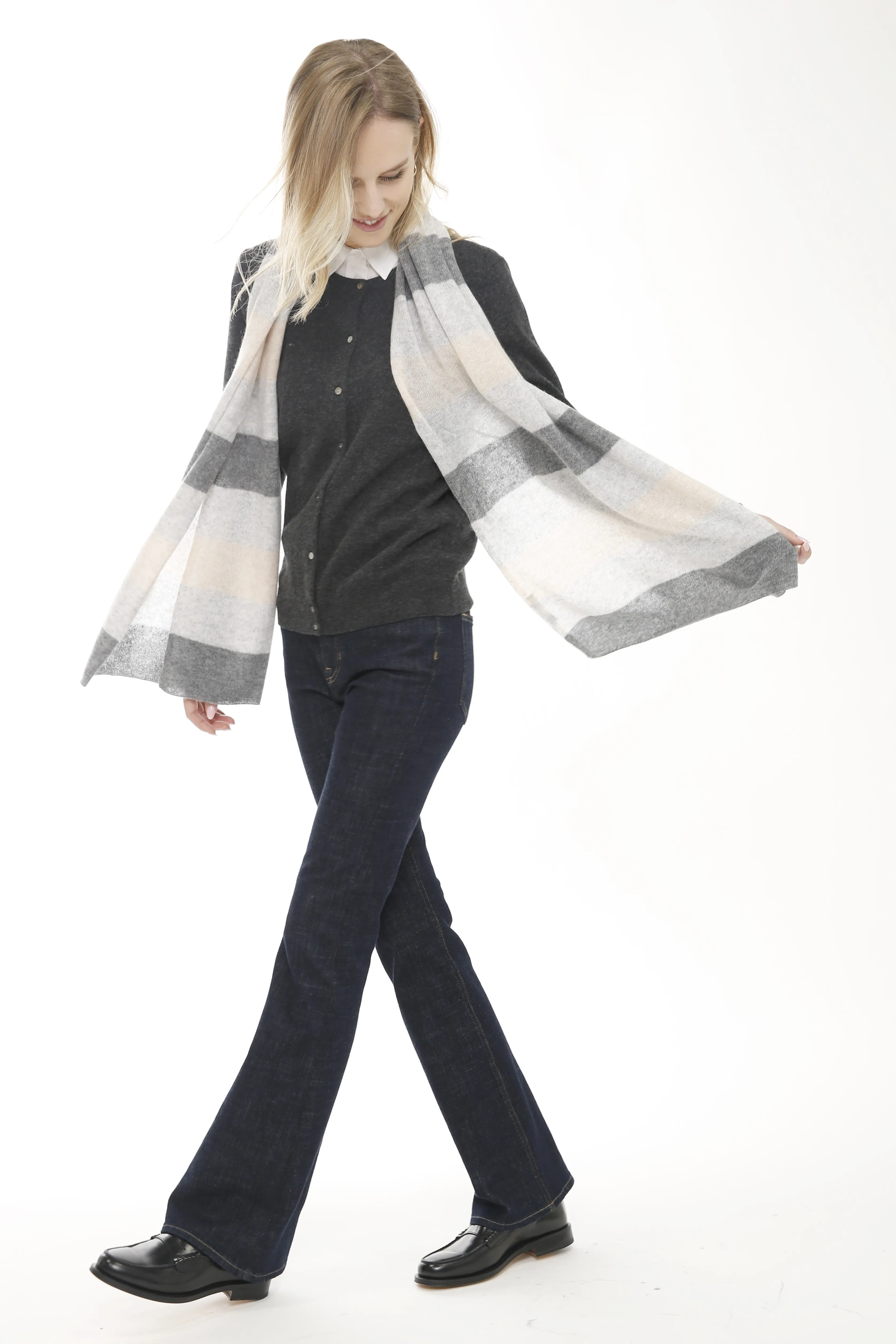 100% Cashmere Striped Scarf