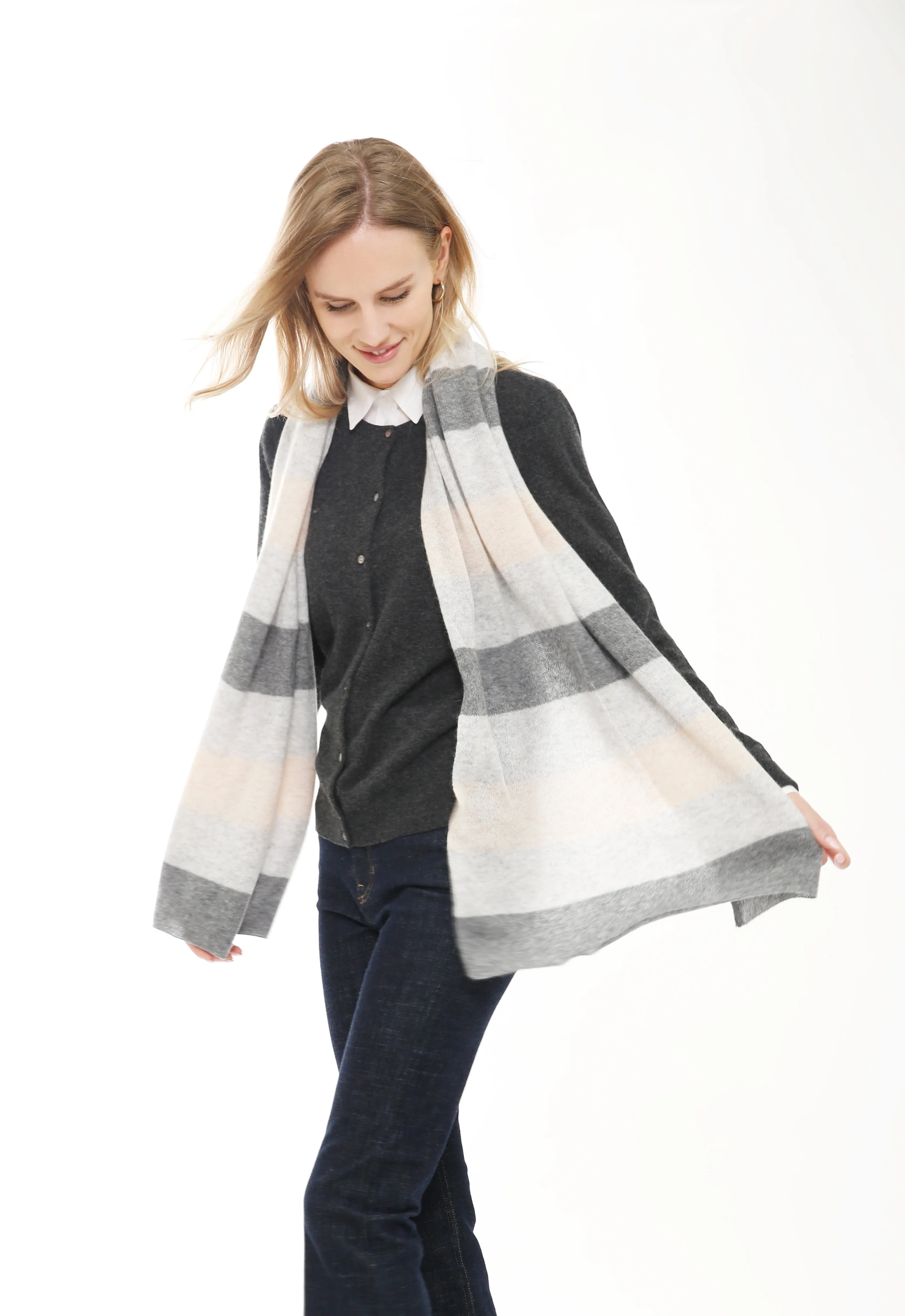 100% Cashmere Striped Scarf