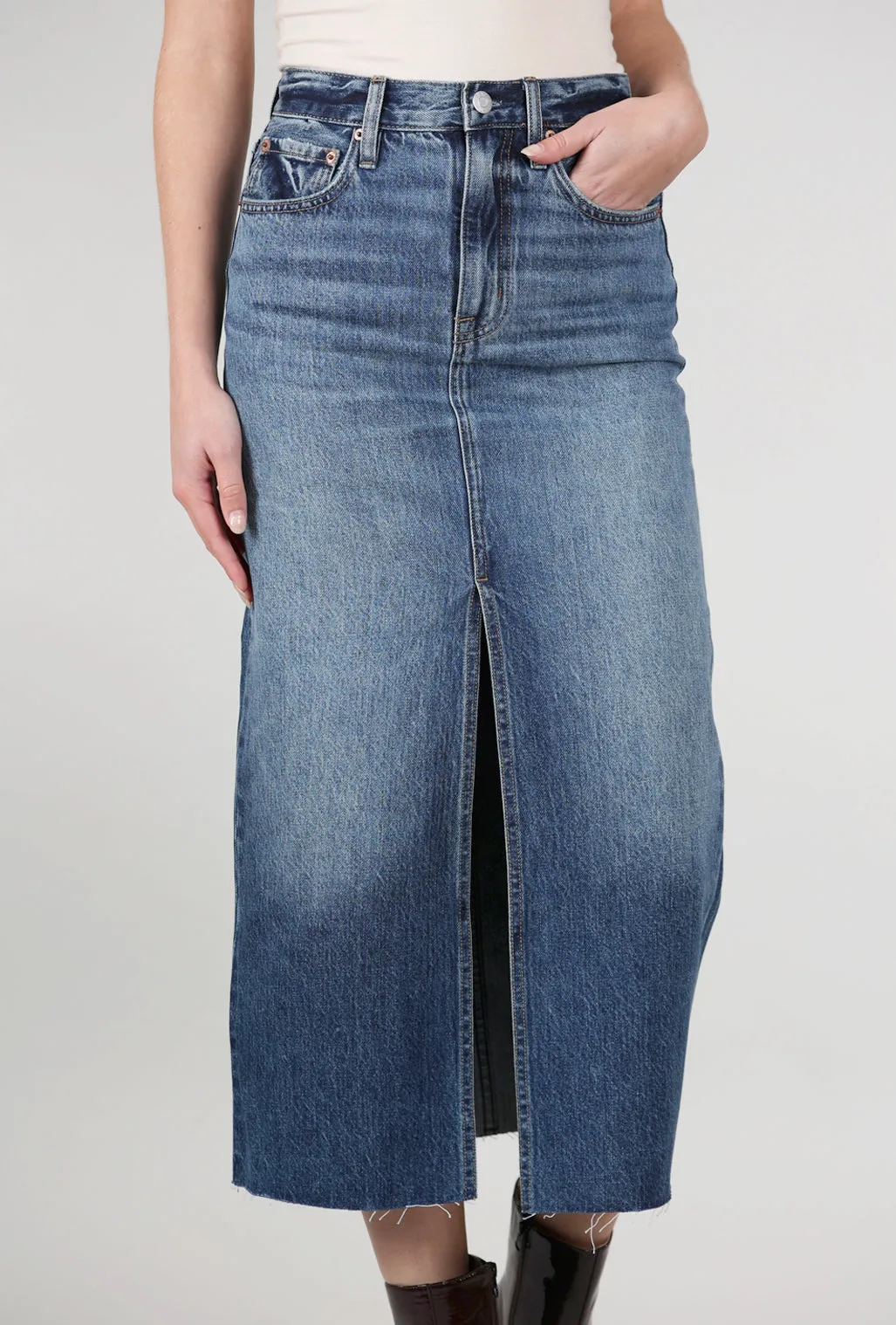 Alice High-Rise Midi Skirt, Fairfax Blue
