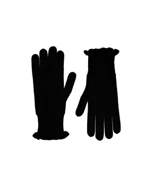 Allude Cashmere Frill Gloves in Black