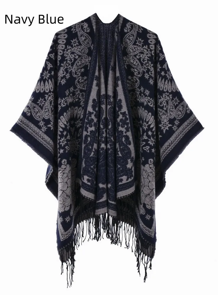 Autumn and Winter Scarves Ladies Retro National Wind Shawl