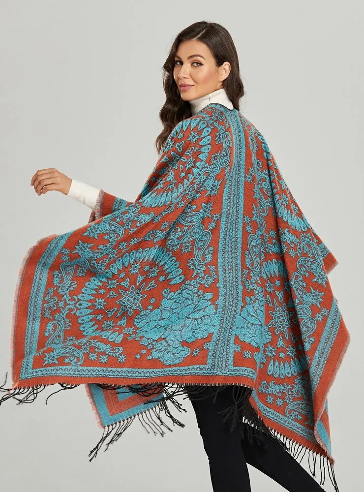 Autumn and Winter Scarves Ladies Retro National Wind Shawl