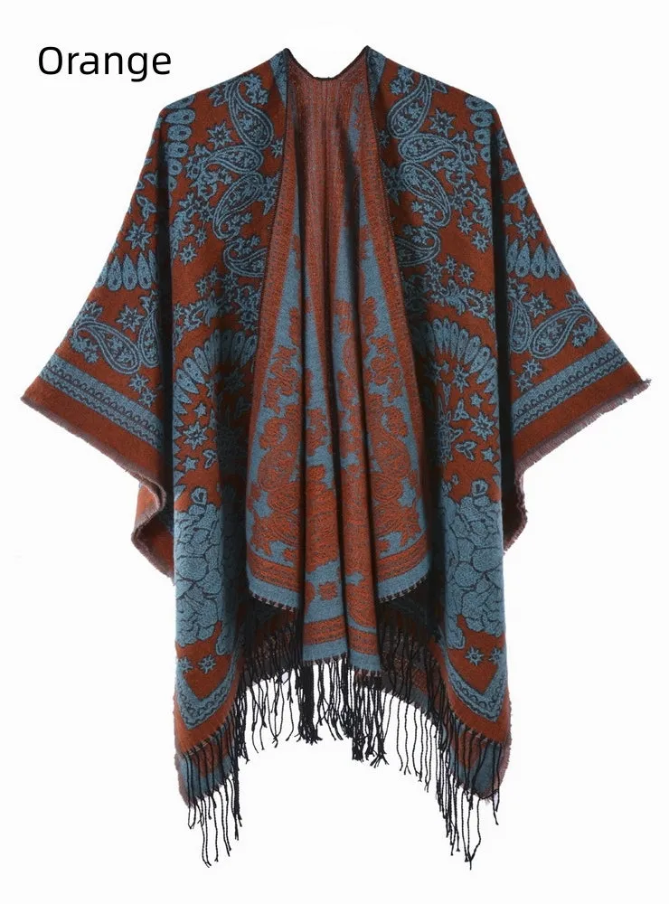 Autumn and Winter Scarves Ladies Retro National Wind Shawl