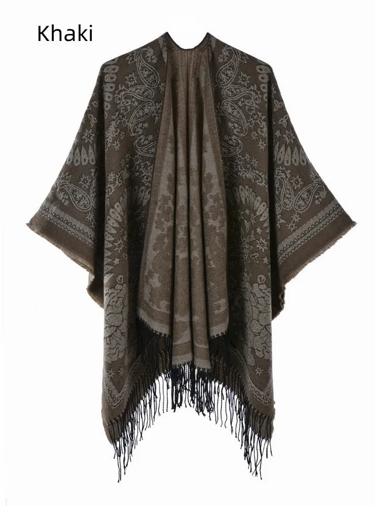 Autumn and Winter Scarves Ladies Retro National Wind Shawl