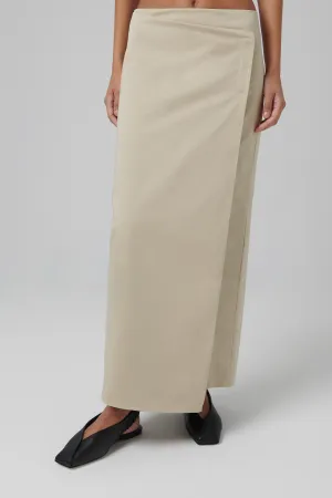 Beige Column Wrap Skirt
