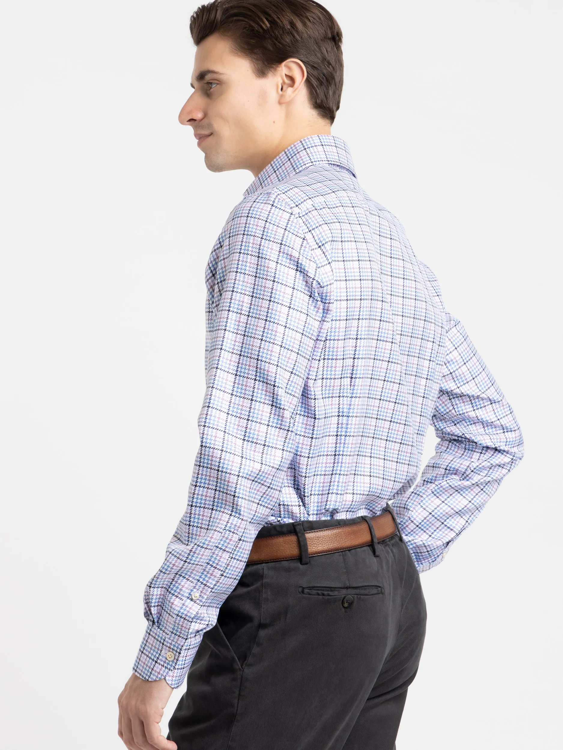 Blue/Purple Houndstooth Modern Fit Dress Shirt