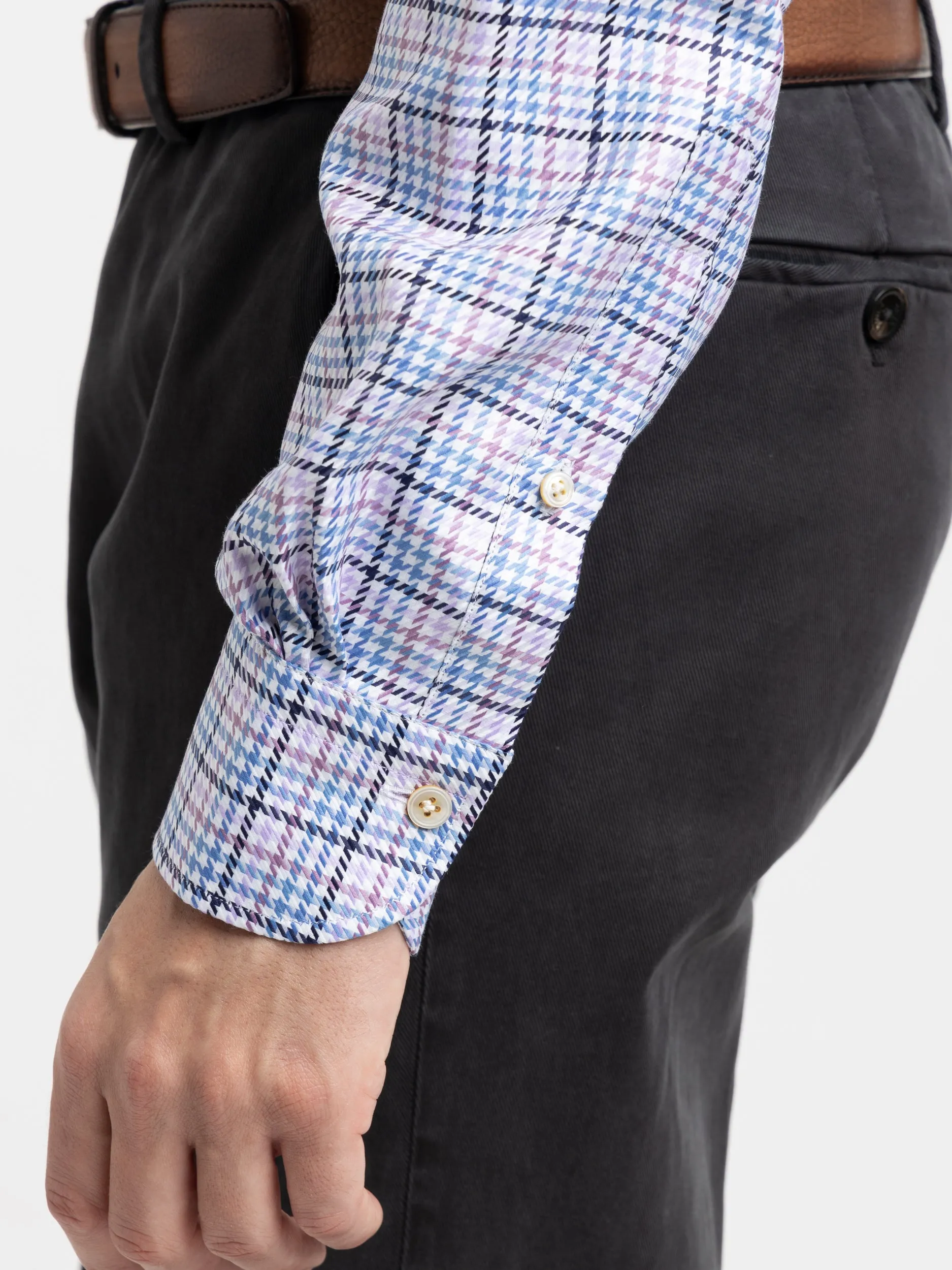 Blue/Purple Houndstooth Modern Fit Dress Shirt