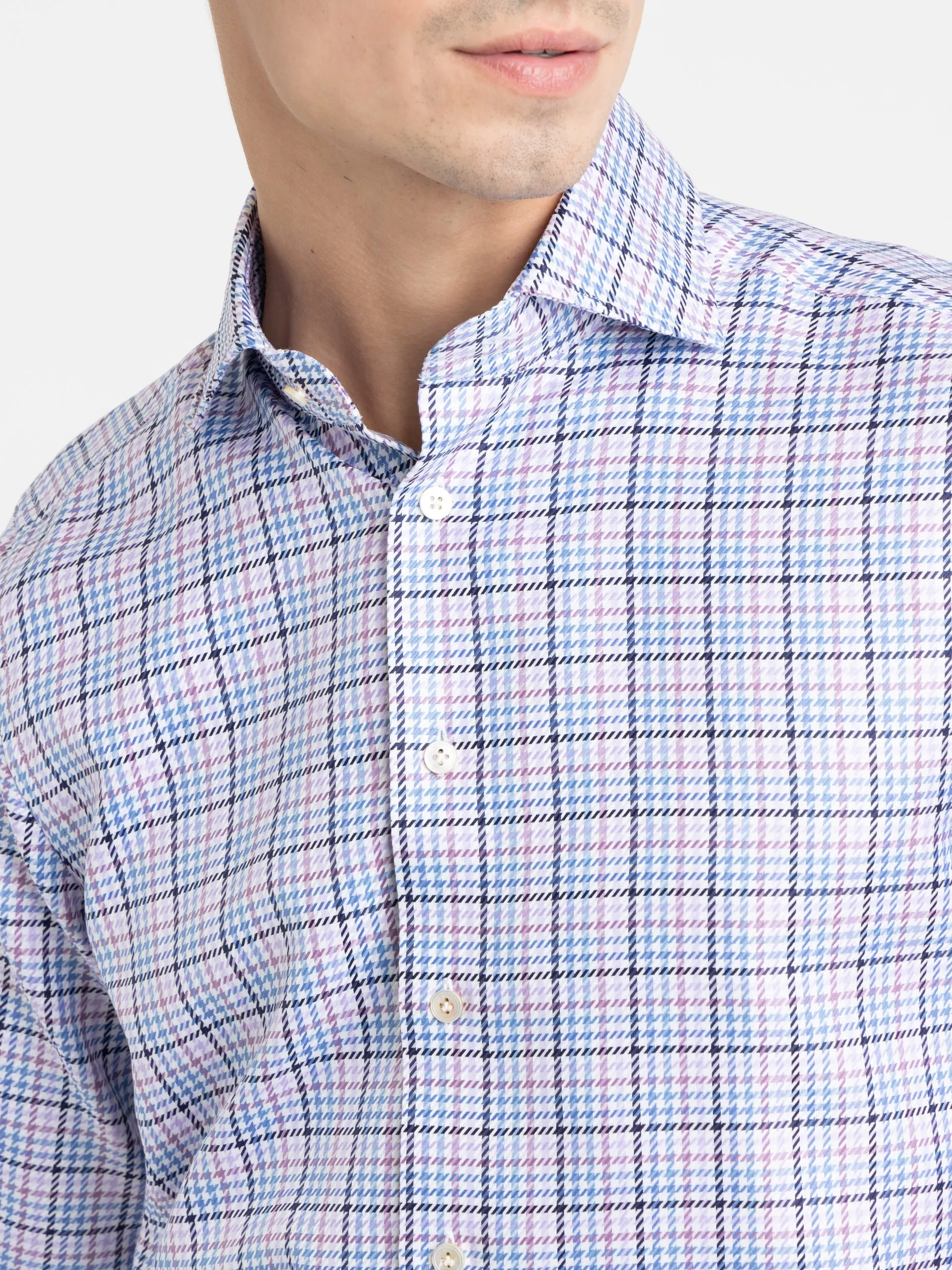 Blue/Purple Houndstooth Modern Fit Dress Shirt