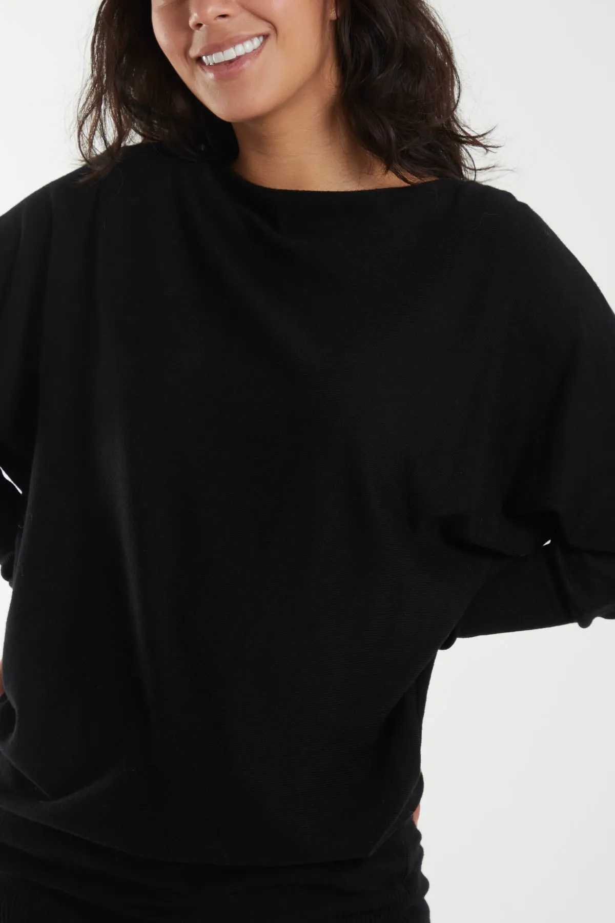 Boat Neck Batwing Sleeve Jumper