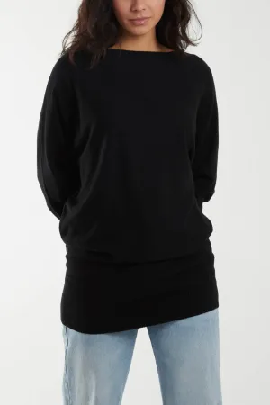 Boat Neck Batwing Sleeve Jumper