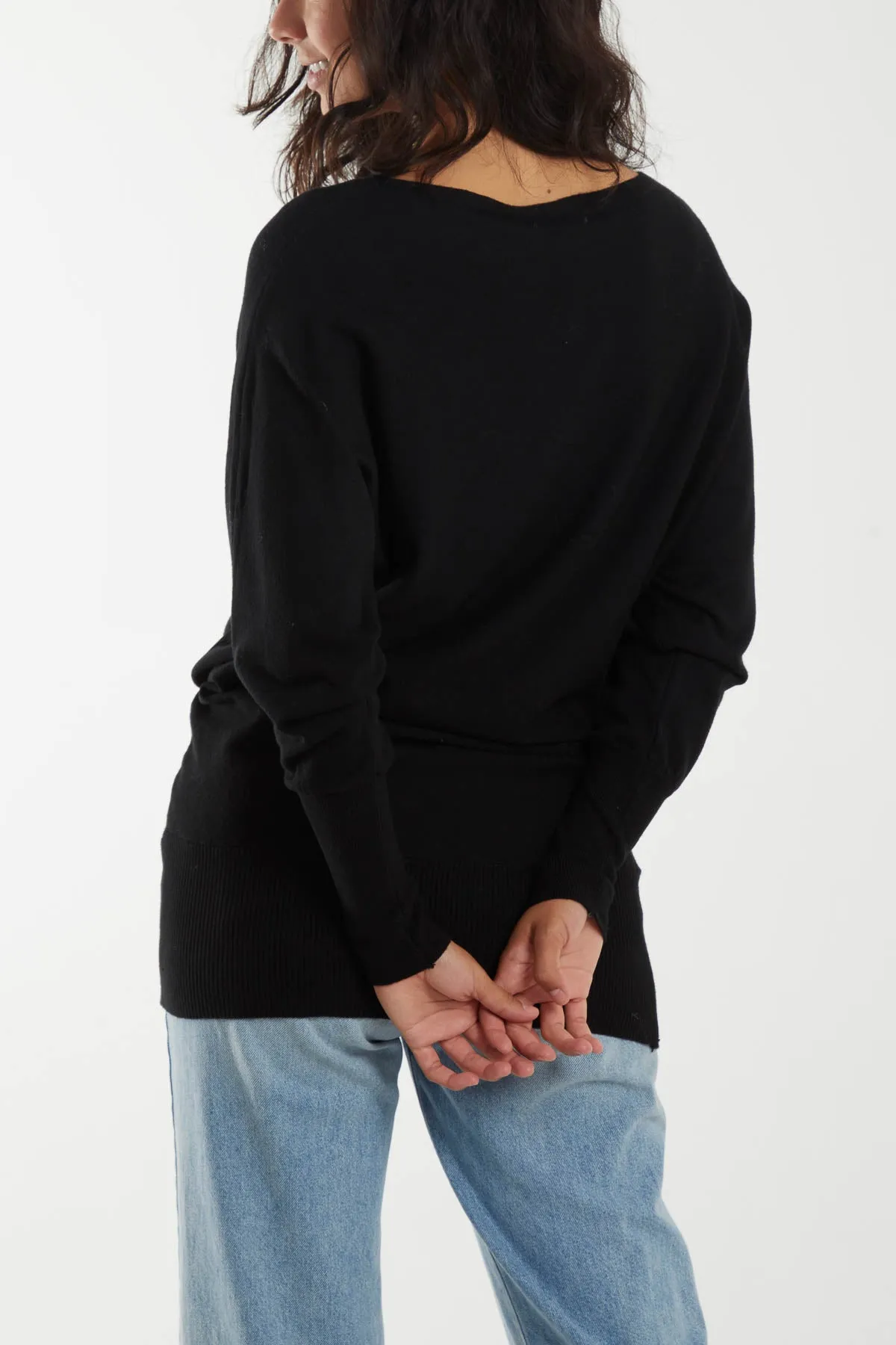 Boat Neck Batwing Sleeve Jumper