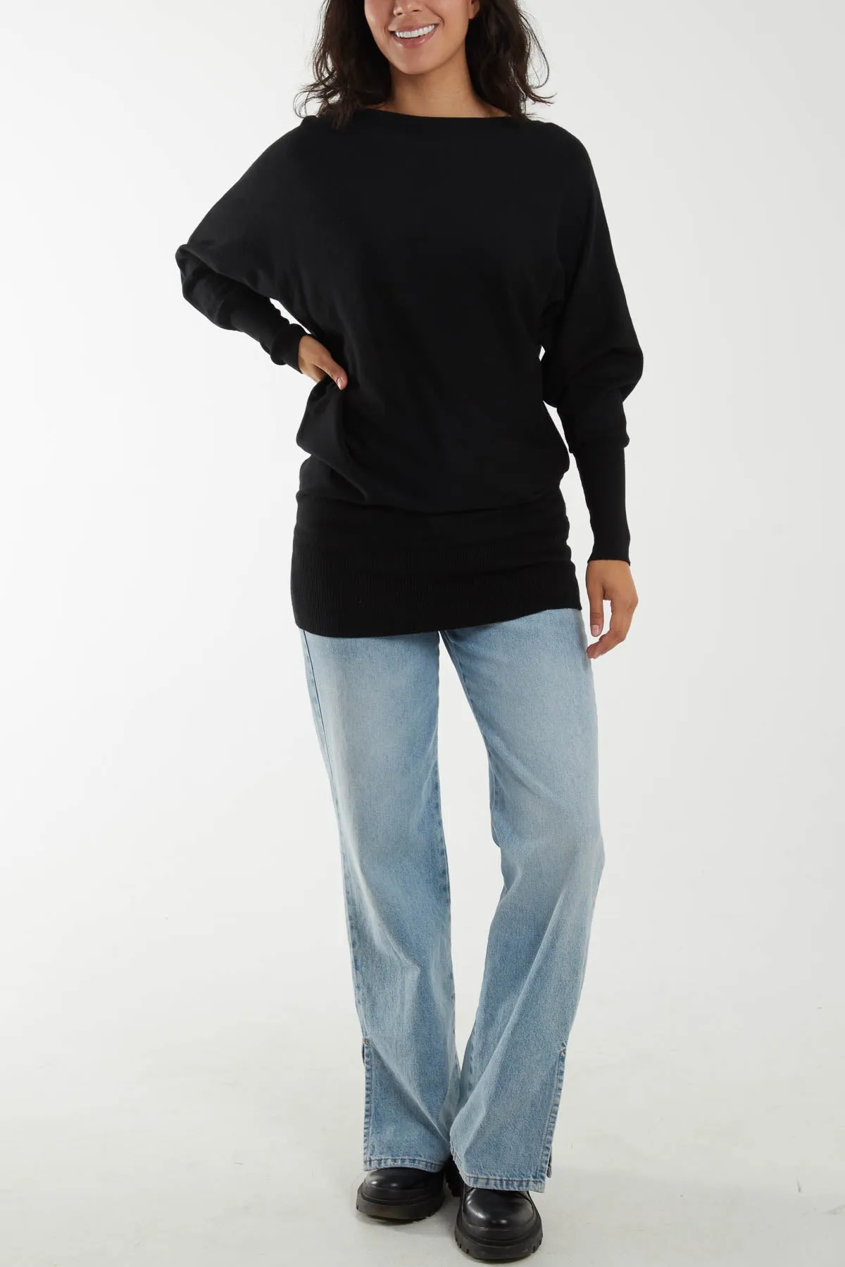 Boat Neck Batwing Sleeve Jumper