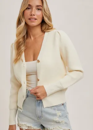 Button Down V-Neck Cardigan