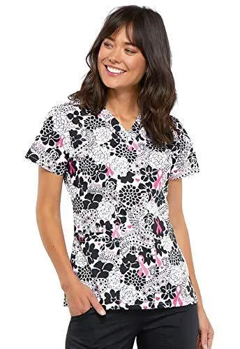 Cherokee CK616 Mock Wrap Scrub Top Small