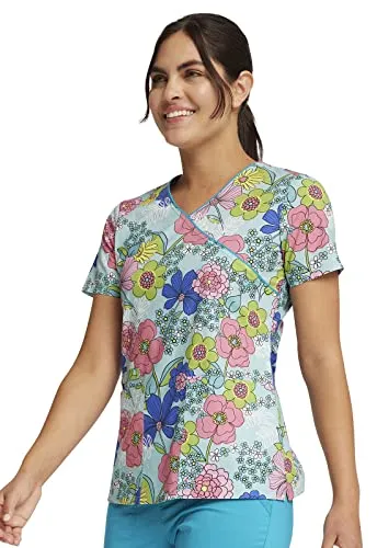 Cherokee Prints Women Scrubs Top Mock Wrap CK614