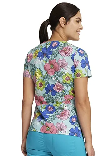 Cherokee Prints Women Scrubs Top Mock Wrap CK614