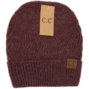 Chevron Knit Cuff Beanie CC Berry