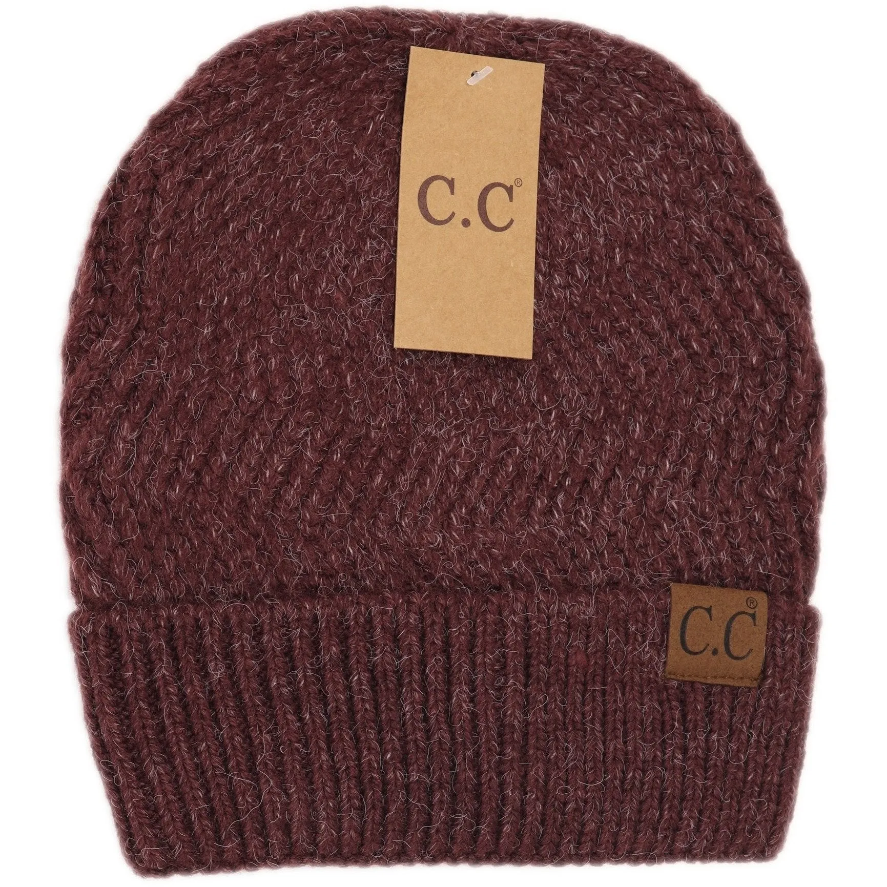 Chevron Knit Cuff Beanie CC Berry