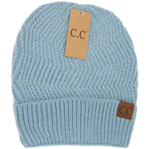 Chevron Knit Cuff Beanie CC Steel Blue