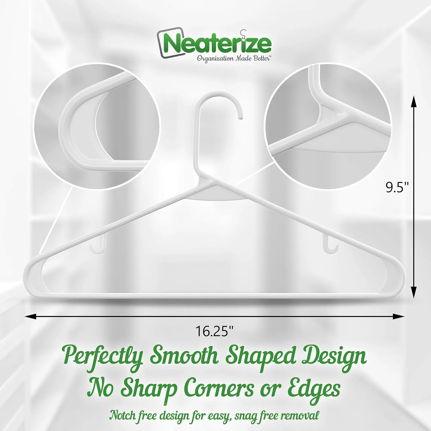 Clothes Hangers Plastic 20 Pack - White Plastic Hangers - Makes The Perfect Coat Hanger and General Space Saving Clothes Hangers for Closet - Percheros Ganchos Para Colgar Ropa Hangars