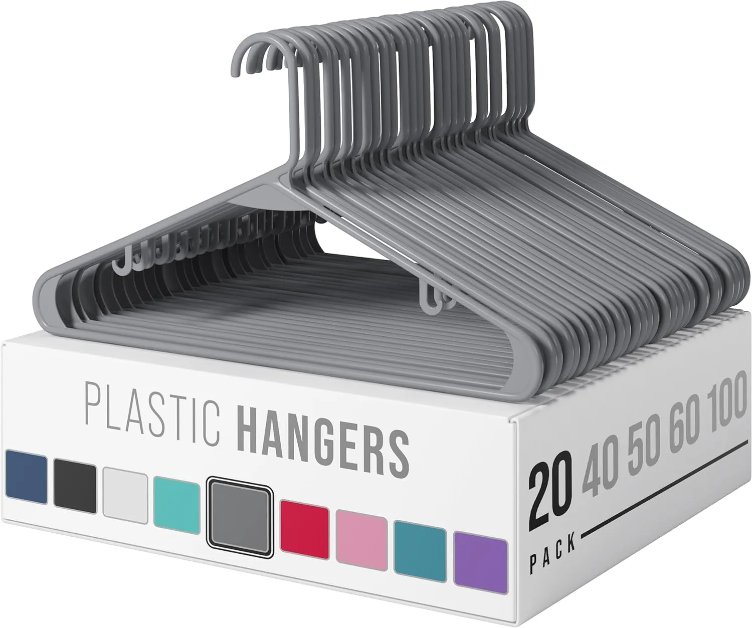 Clothes Hangers Plastic 20 Pack - White Plastic Hangers - Makes The Perfect Coat Hanger and General Space Saving Clothes Hangers for Closet - Percheros Ganchos Para Colgar Ropa Hangars