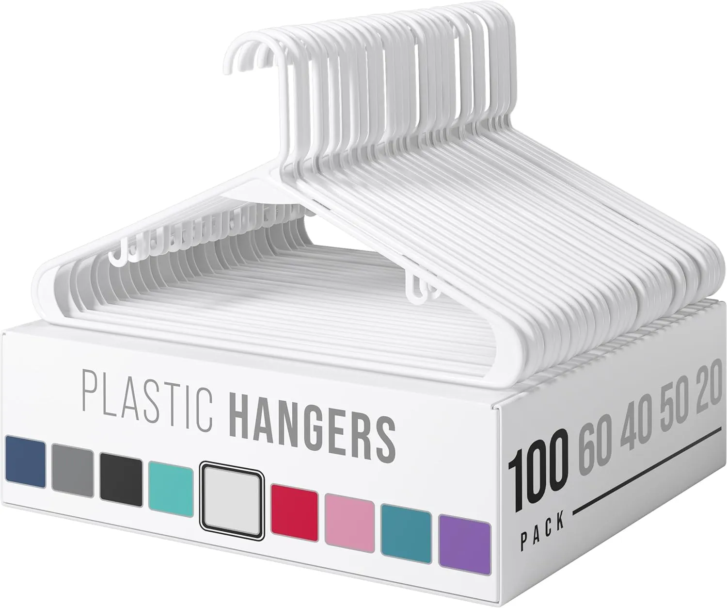Clothes Hangers Plastic 20 Pack - White Plastic Hangers - Makes The Perfect Coat Hanger and General Space Saving Clothes Hangers for Closet - Percheros Ganchos Para Colgar Ropa Hangars