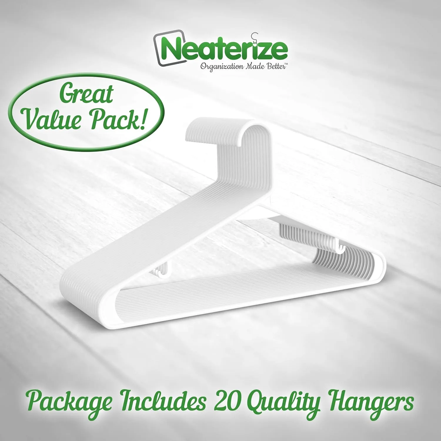 Clothes Hangers Plastic 20 Pack - White Plastic Hangers - Makes The Perfect Coat Hanger and General Space Saving Clothes Hangers for Closet - Percheros Ganchos Para Colgar Ropa Hangars