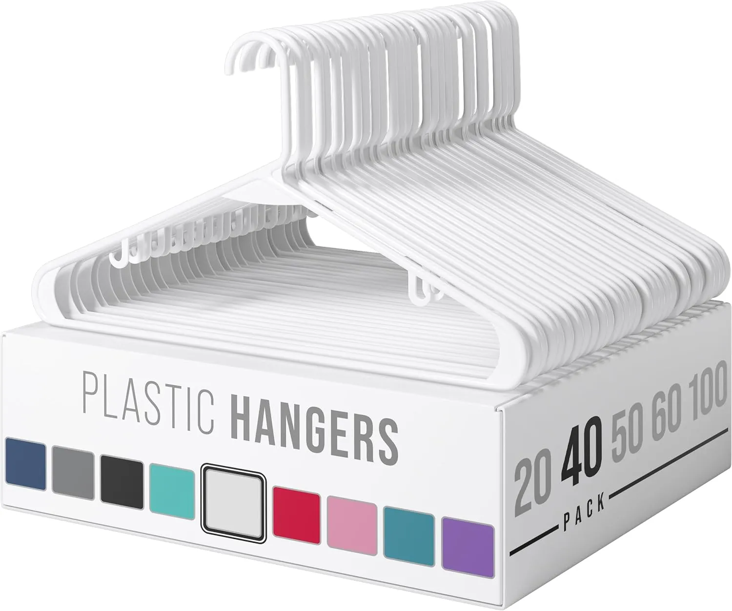 Clothes Hangers Plastic 20 Pack - White Plastic Hangers - Makes The Perfect Coat Hanger and General Space Saving Clothes Hangers for Closet - Percheros Ganchos Para Colgar Ropa Hangars