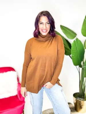 Cozy Turtleneck Sweater in Camel - Reg/Curvy - FINAL SALE