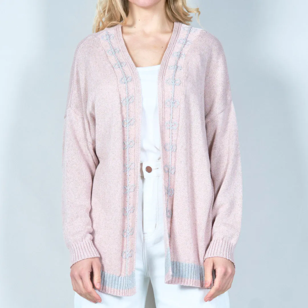 Embroidered open-front cardigan wholesale