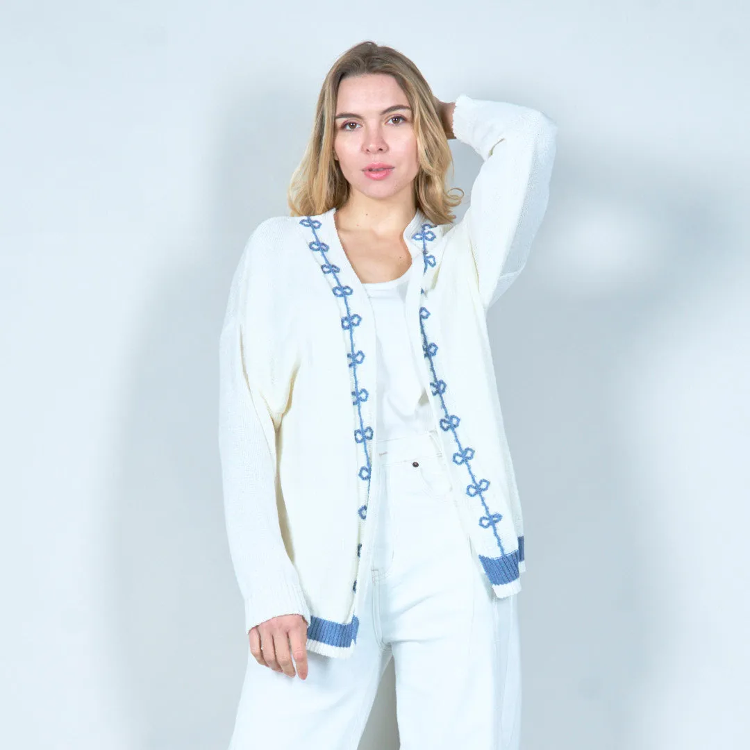 Embroidered open-front cardigan wholesale