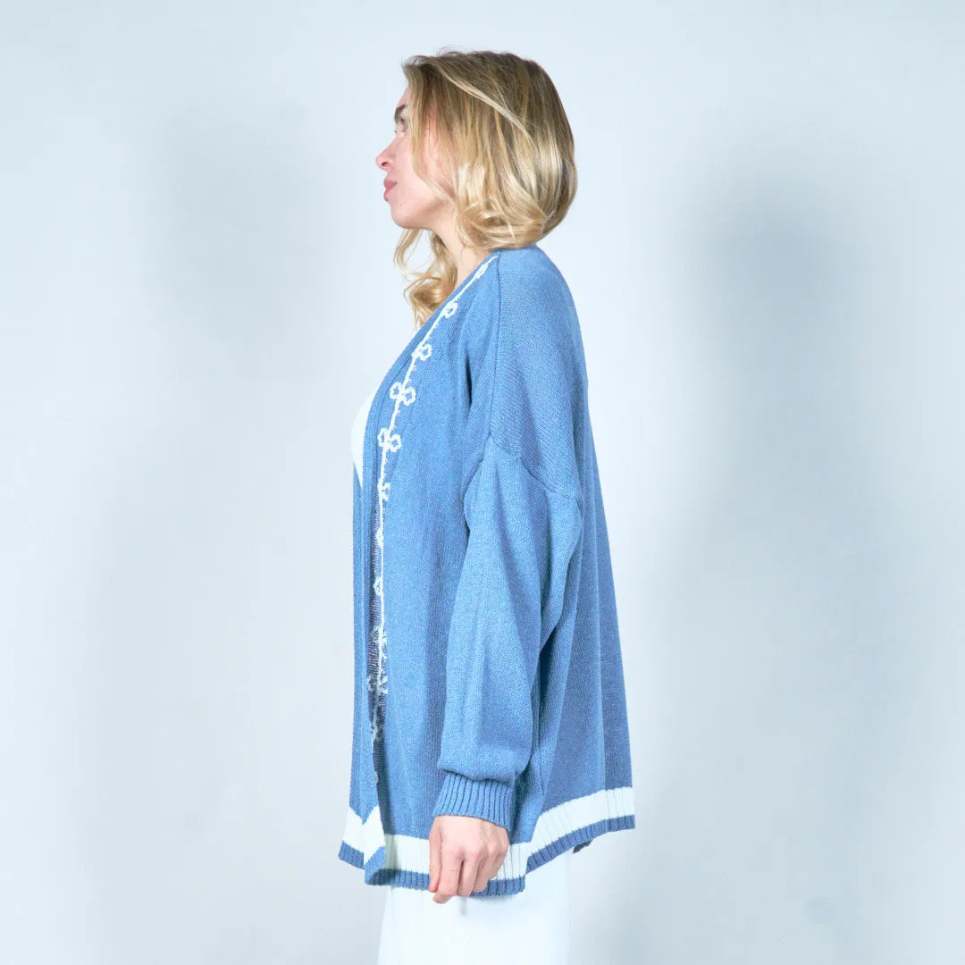 Embroidered open-front cardigan wholesale