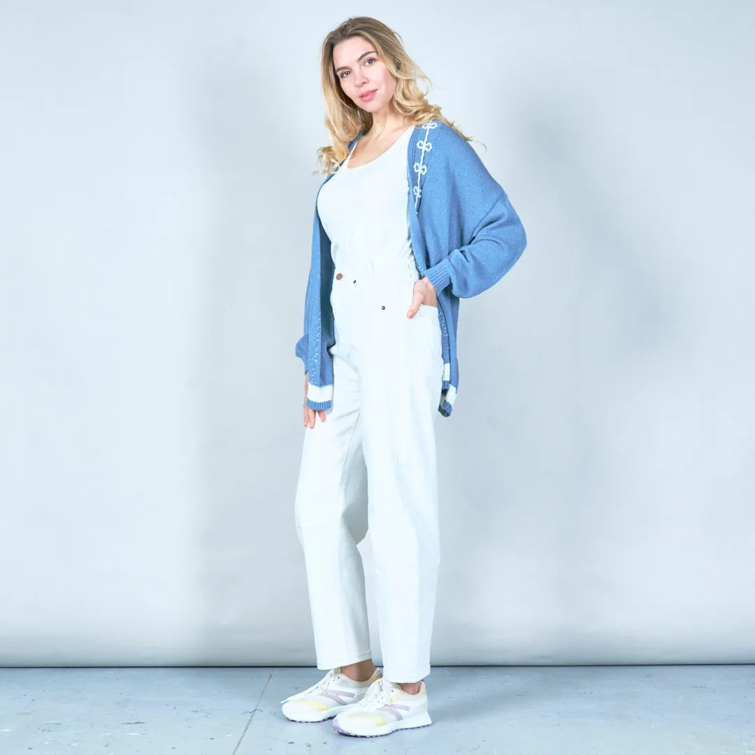 Embroidered open-front cardigan wholesale