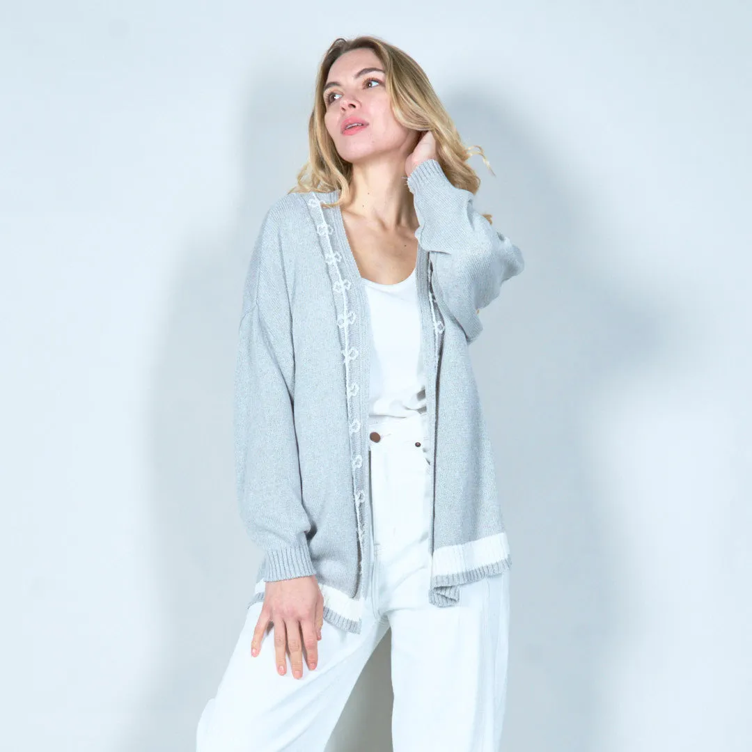 Embroidered open-front cardigan wholesale