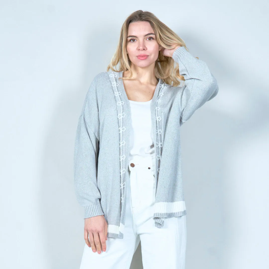Embroidered open-front cardigan wholesale