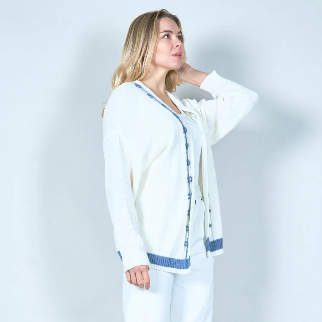 Embroidered open-front cardigan wholesale