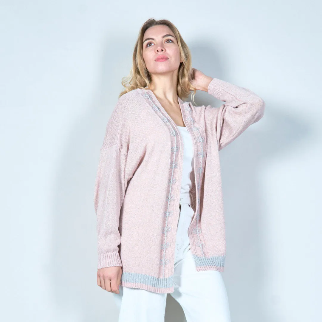 Embroidered open-front cardigan wholesale