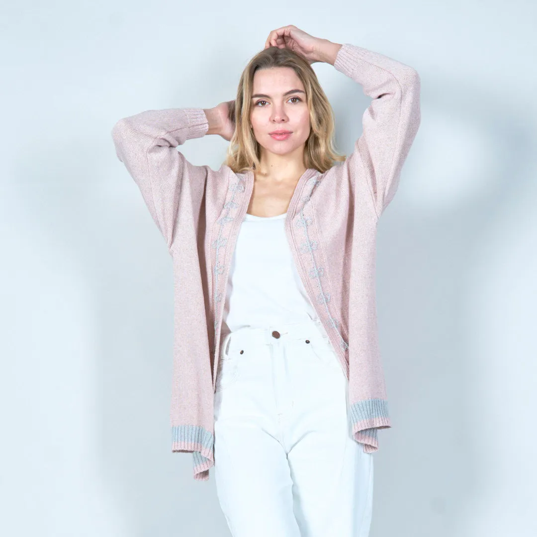 Embroidered open-front cardigan wholesale