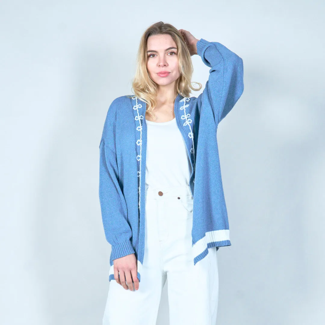 Embroidered open-front cardigan wholesale