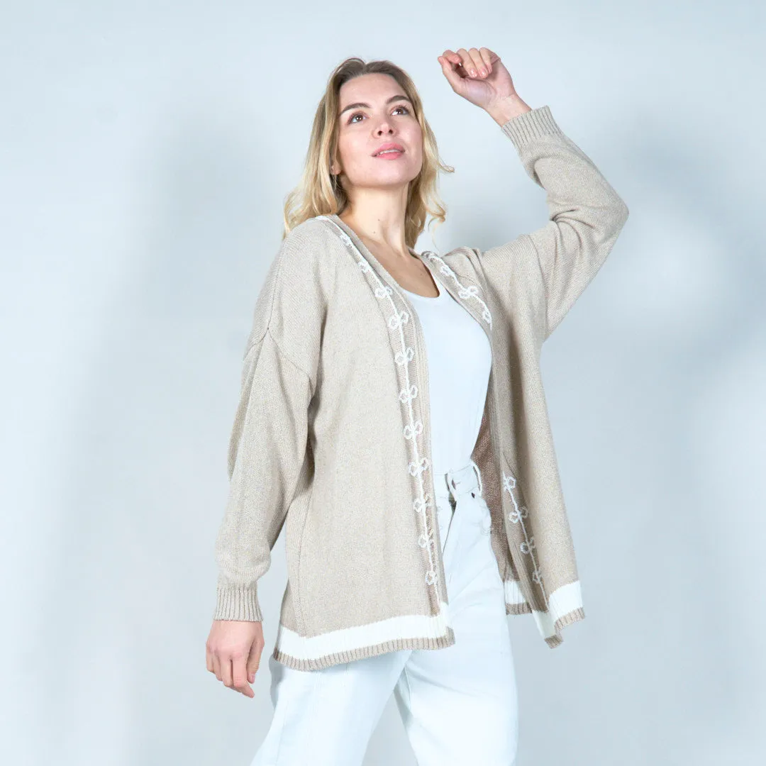 Embroidered open-front cardigan wholesale