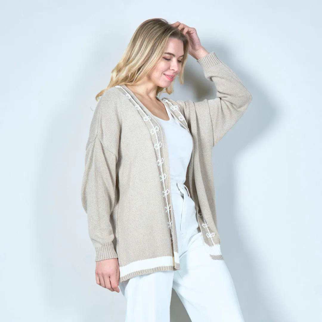 Embroidered open-front cardigan wholesale