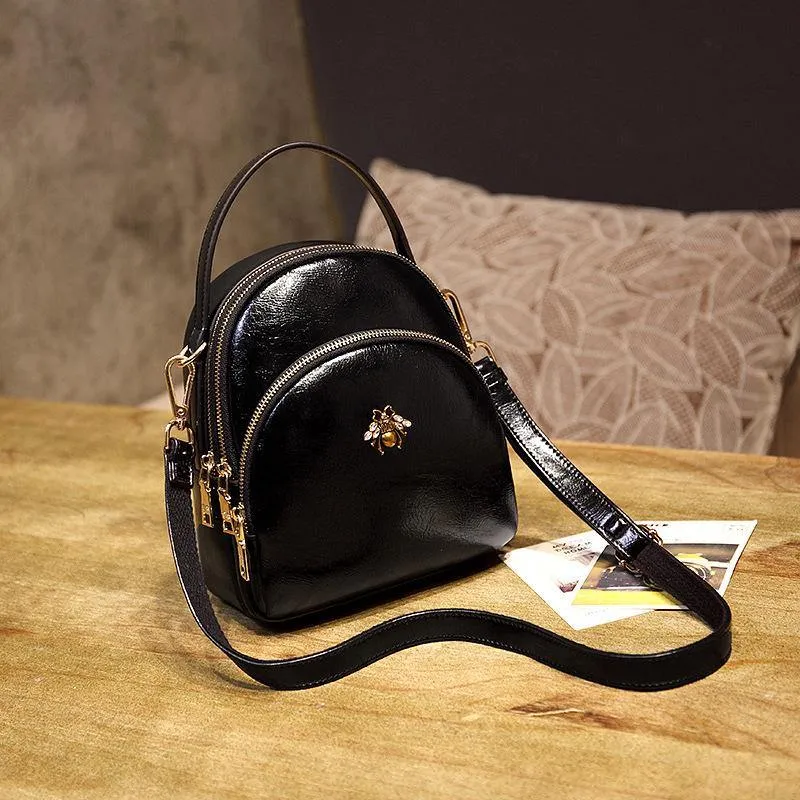 Exotic Wax Leather Casual Bag