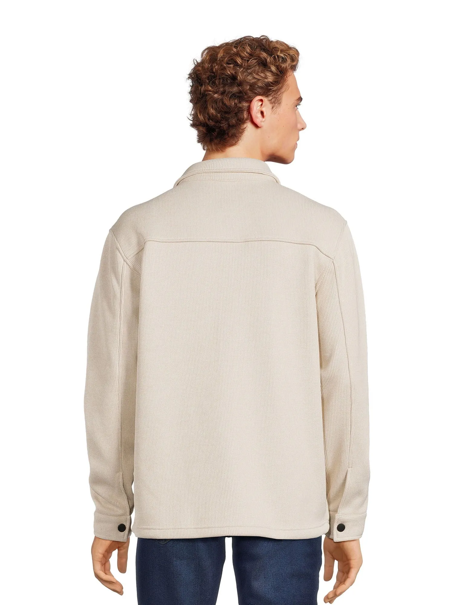 George Men's Knit Fleece Shirt Jacket with Chest Pockets, Sizes S-3XL