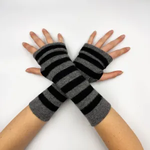 Grey and Black Fingerless Gloves