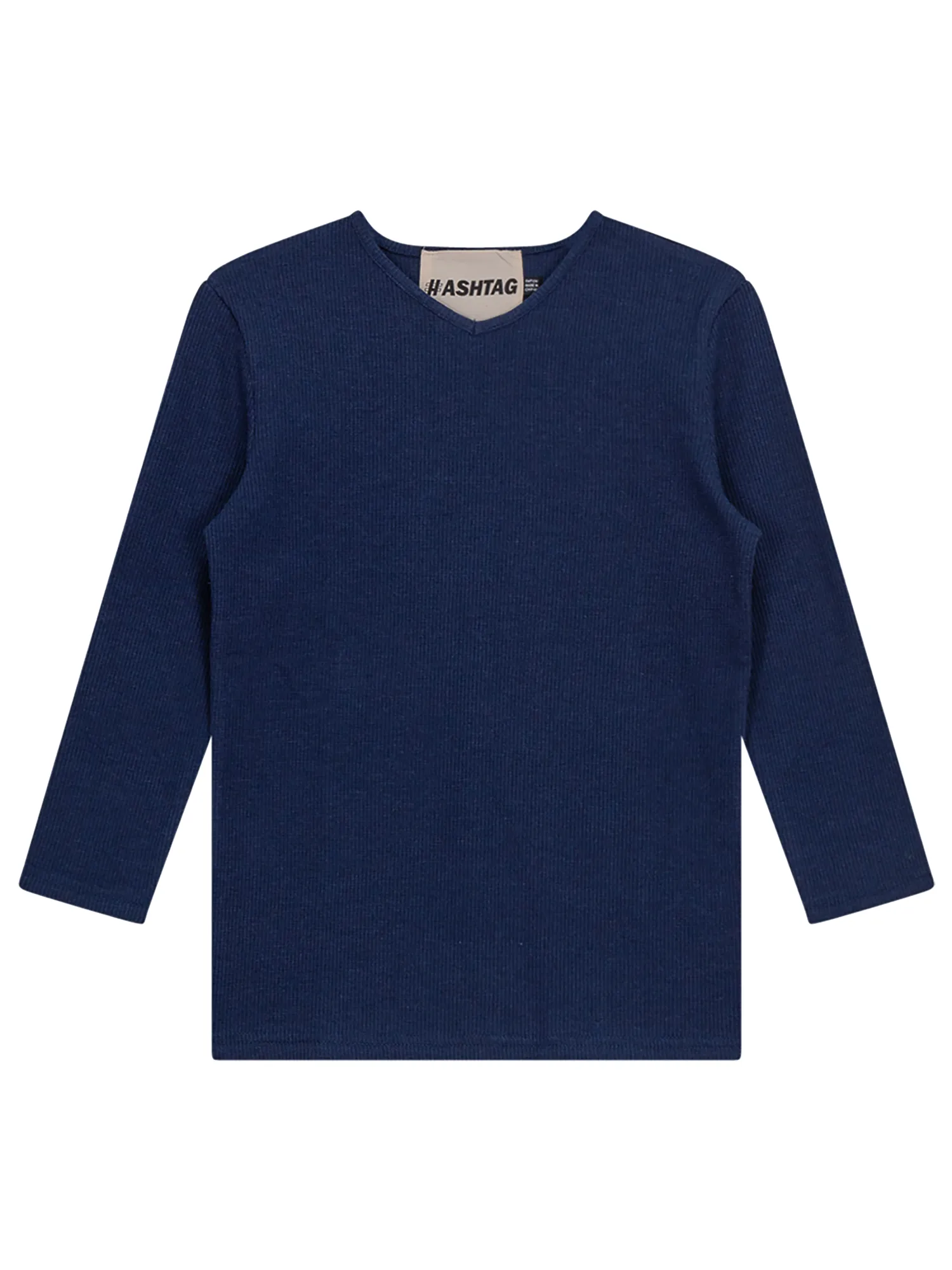 Hashtag Waffle Knit V-Neck Tee