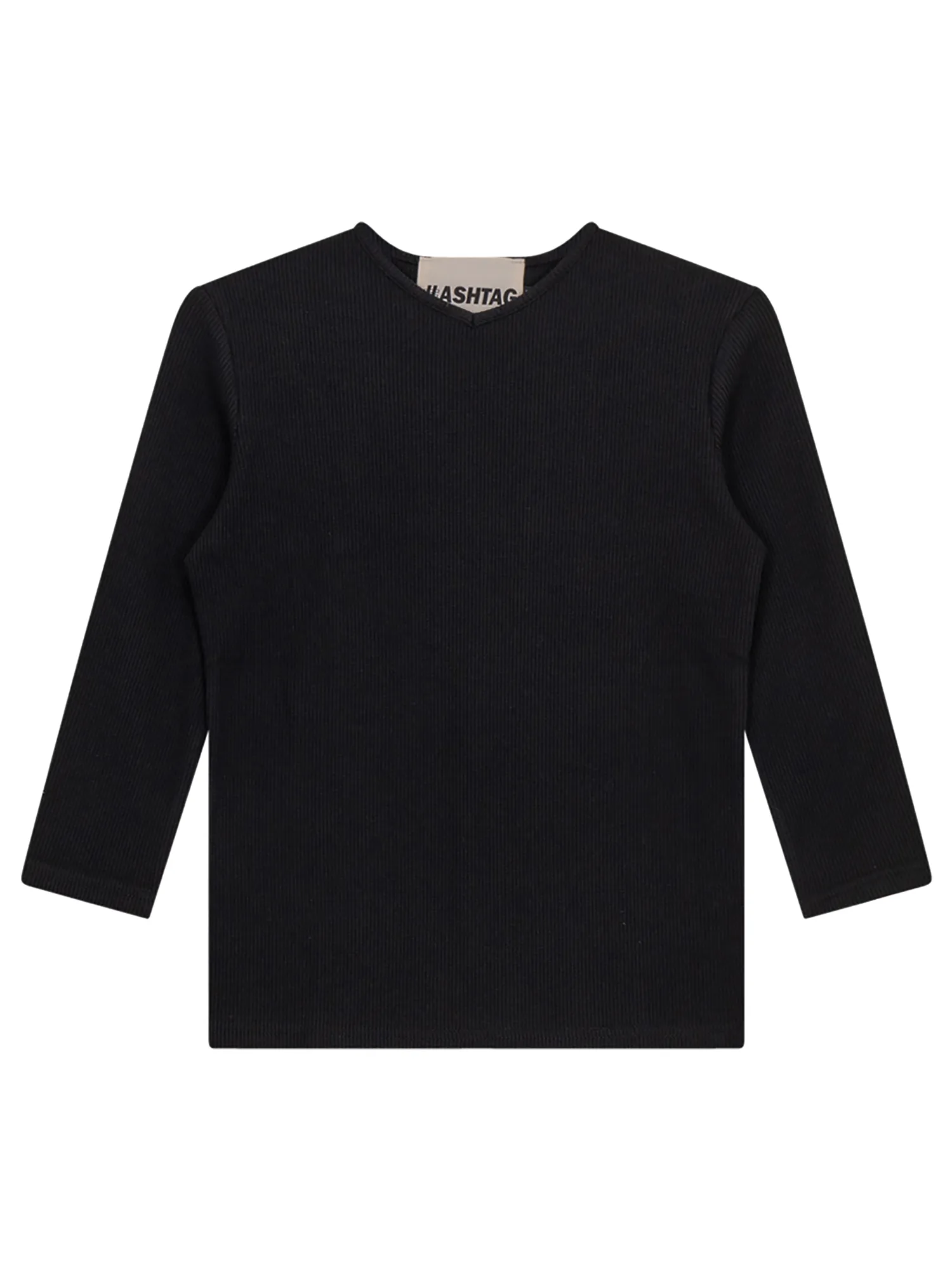 Hashtag Waffle Knit V-Neck Tee
