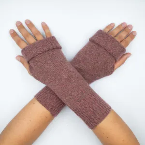 Heather Pink and Sage Marl Cashmere Fingerless Gloves