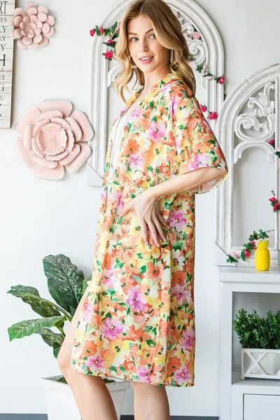 Heimish  Multi Color Floral Open Cardigan Plus Size